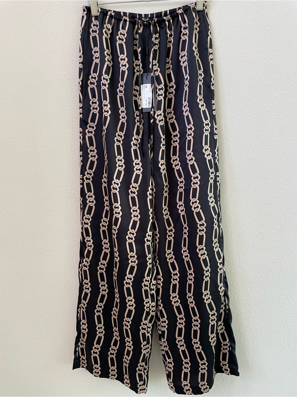 New With Tags Rails Damani Black Gold Link Elastic Waist Tie Front Pants Size XS